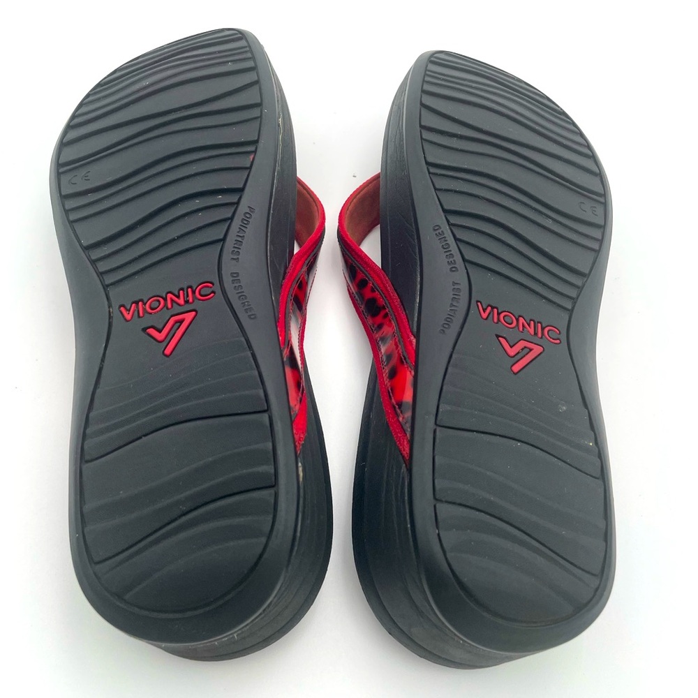 Vionic Women Tide Black Sole Red Thong Orthpedic Flip Flop Thong Sandals Sz 9 - Picture 3 of 6